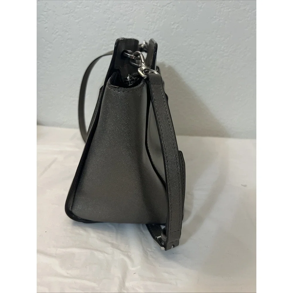 Michael Kors Satchel Women Large Selma Saffiano Leather Bag Silver‎ 16.25x 9x 6